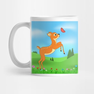 Baby deer and butterfly Mug